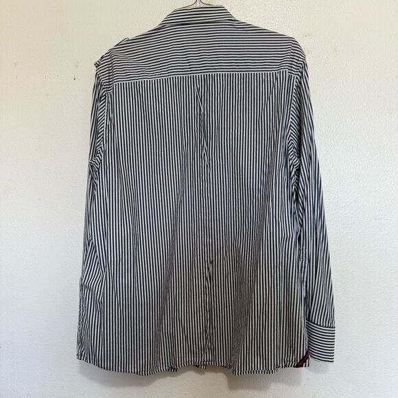 Cavi Men's Black and White Striped Shirt 3XLG long sleeve button up has 2 FLAWS - Picture 9 of 12